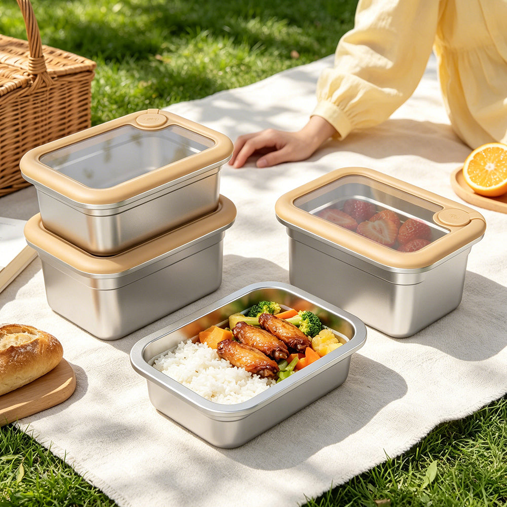 LIHONG stainless steel lunch boxes used for outdoor picnic and meal storage